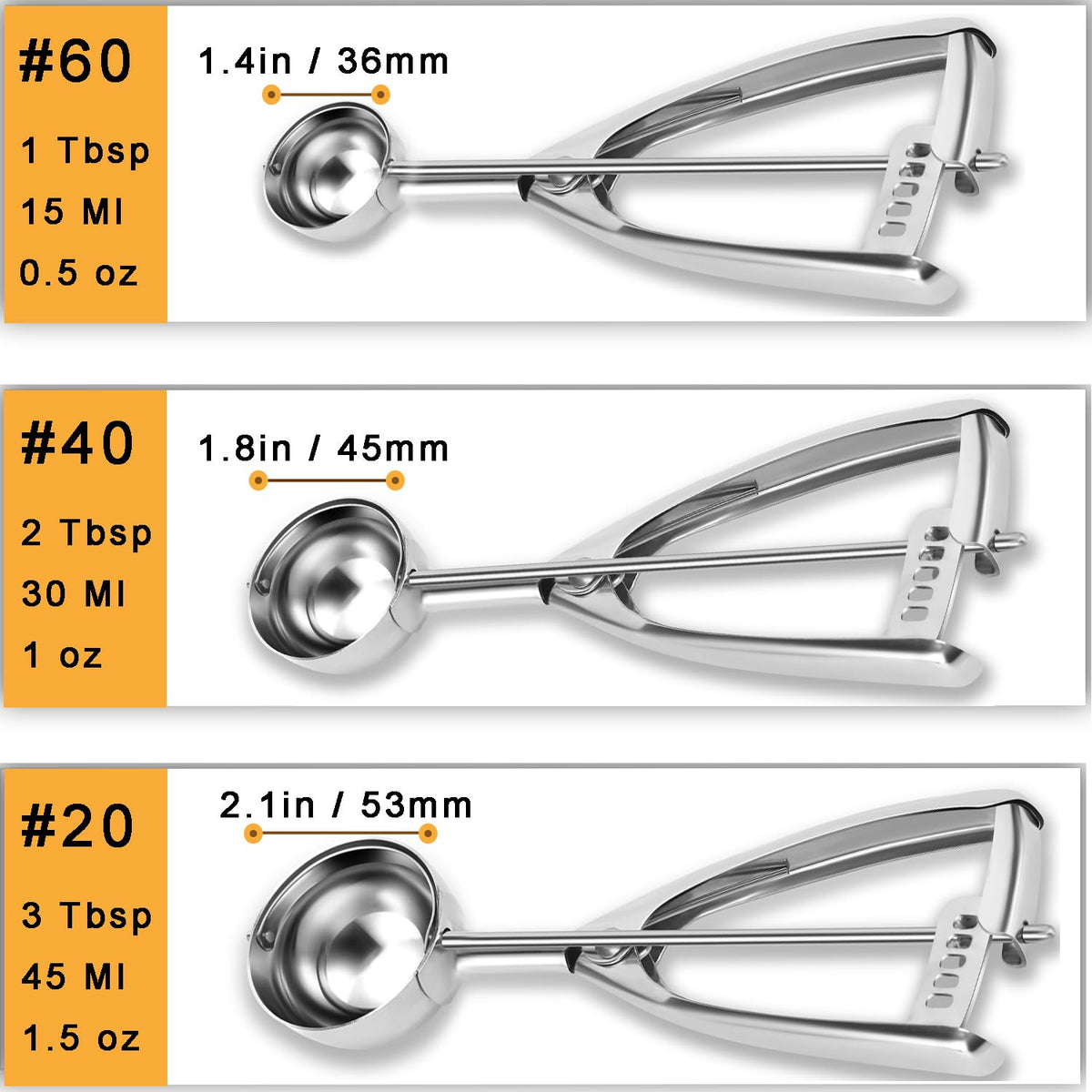 Fayomir cookie scoop set medium 2 Tbsp shaping uniform dough portions.