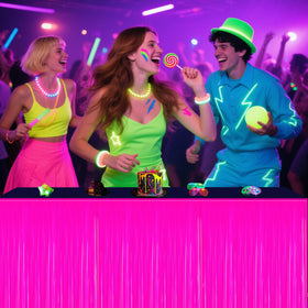 Fayoo glow neon table skirts packaging highlights quick peel-and-stick setup.