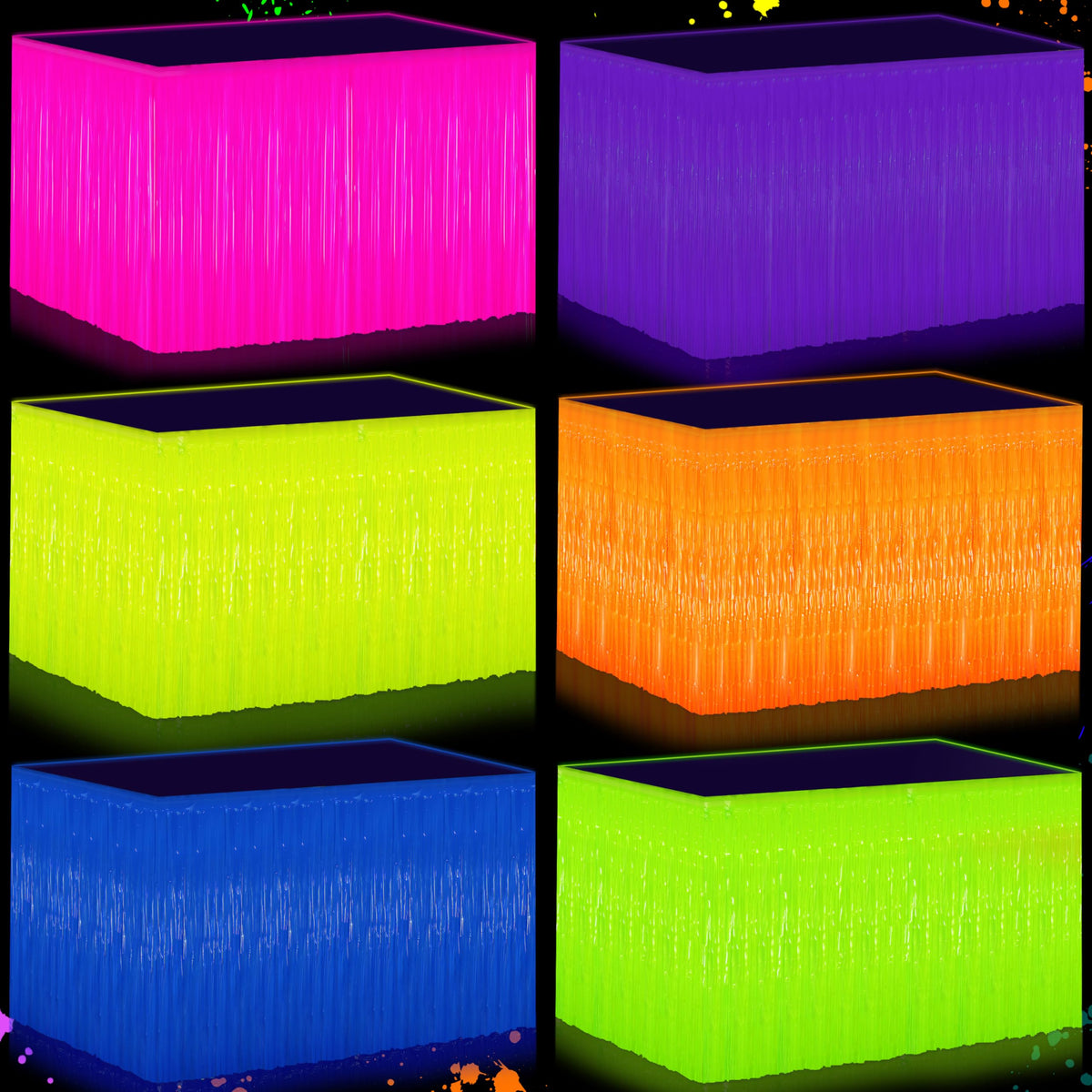 Fayoo Glow table skirt hot pink for UV glow and party ambiance.