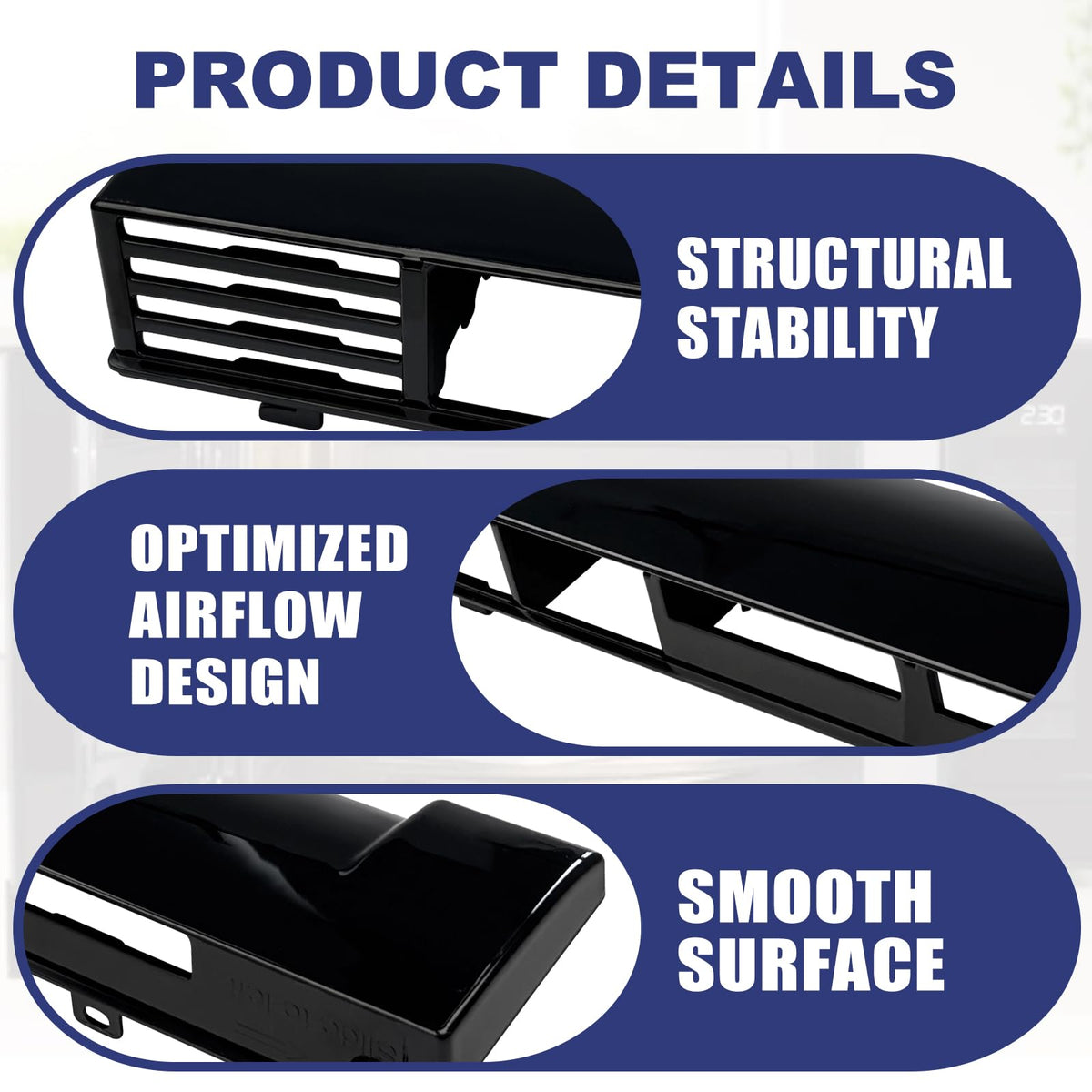 FBULWSEC MDX61912701 vent grille installed on LG microwave supports safe operation.