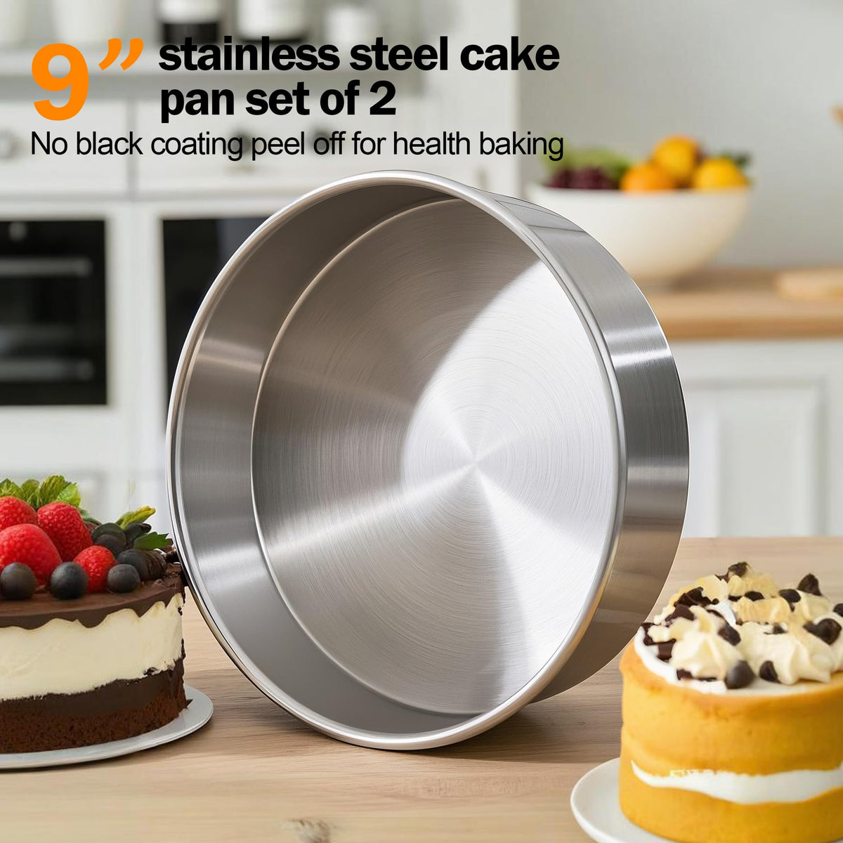 Fcgbdbz rolled-edge pans provide comfortable grip while handling.