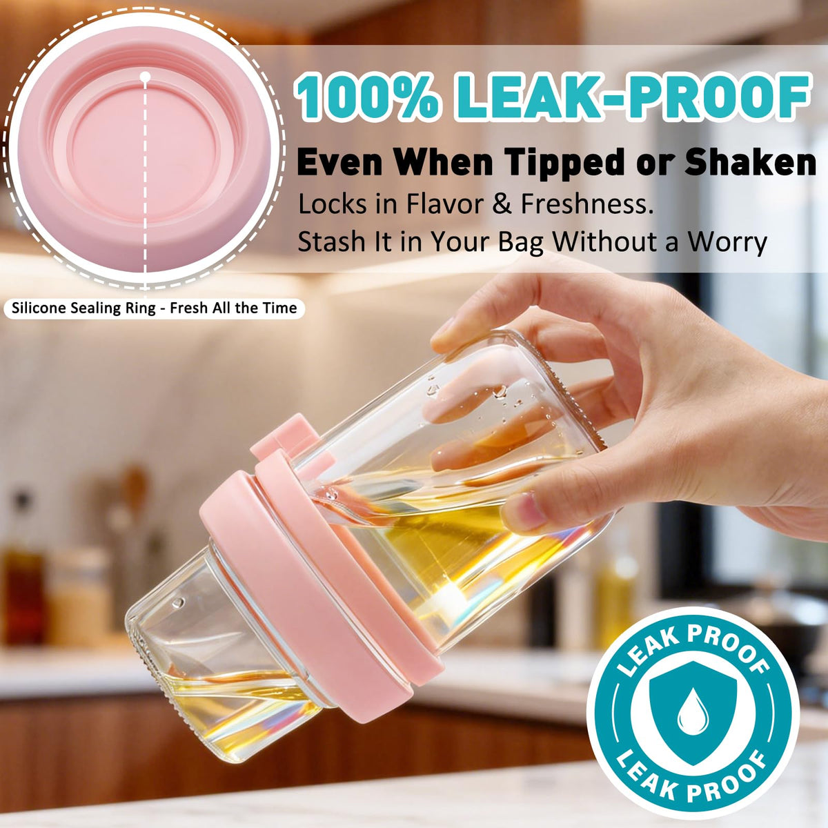Fcotsm silicone seal provides leakproof transport for on-the-go meals.