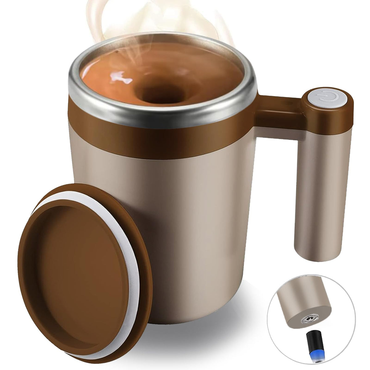 FCSWEET self-stirring mug front view, compact design for home or office