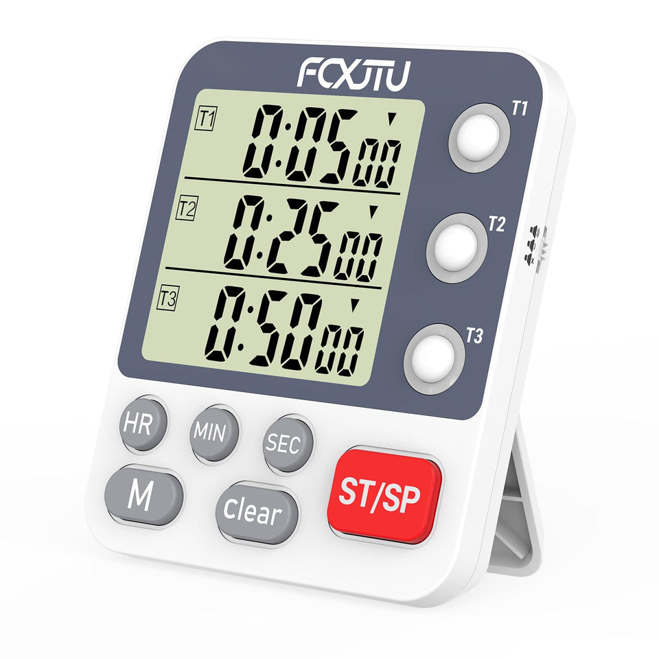 FCXJTU digital dual timer front display for easy kitchen timing