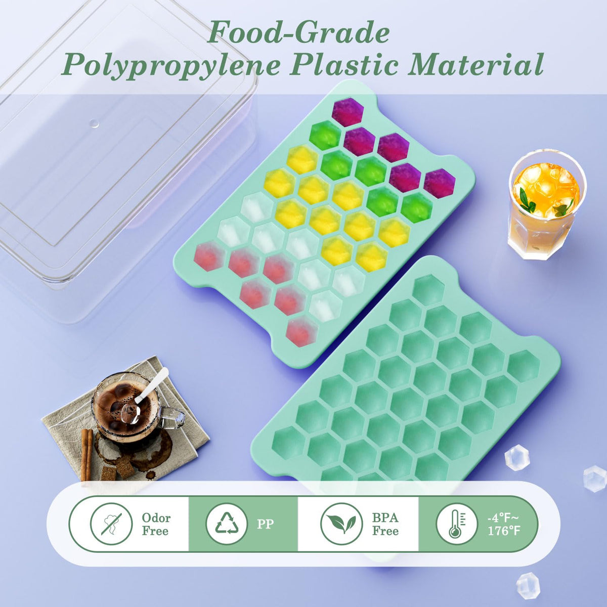 FDDAI ice tray with lid and bin prevents odor transfer.