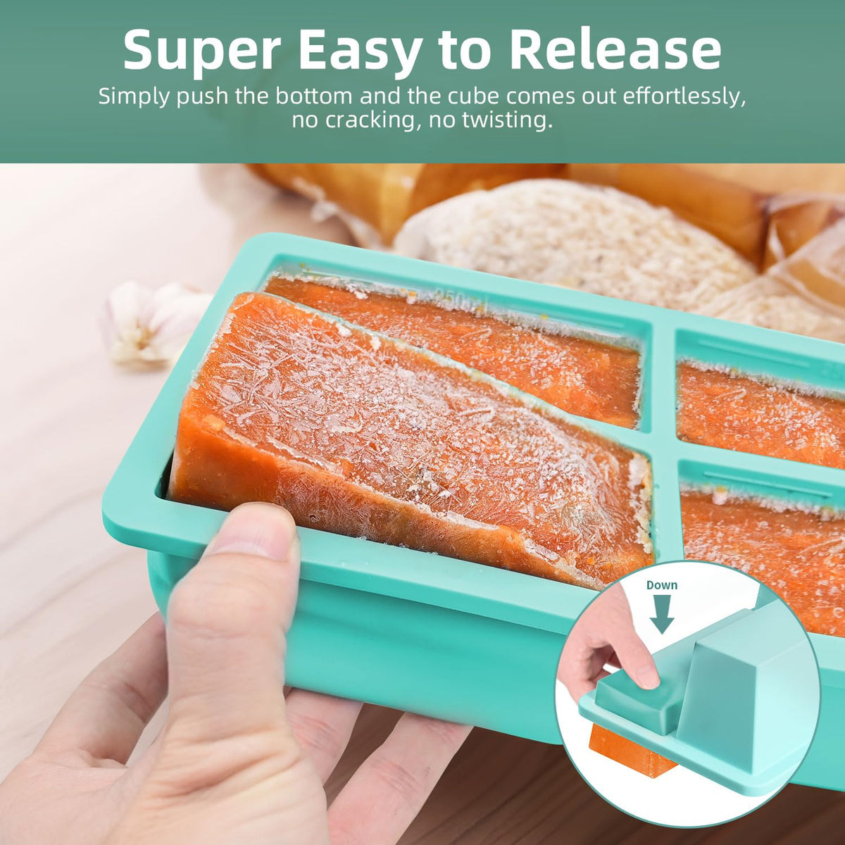FDDAI tray pops out frozen cubes smoothly for quick meal prep