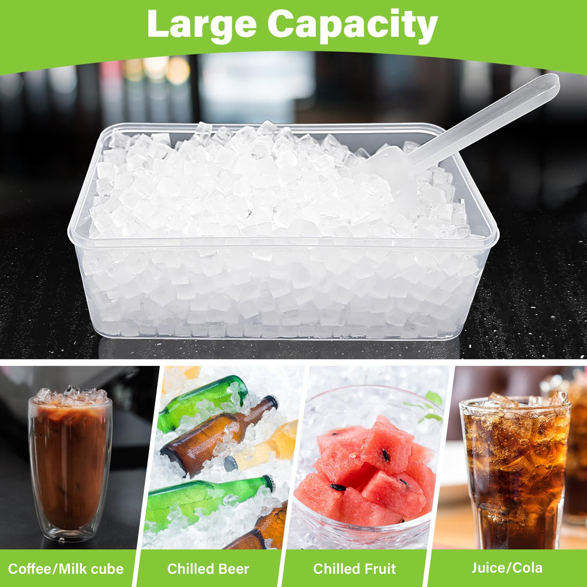 FDDBI freezer organization setup with tray and bin keeps ice ready