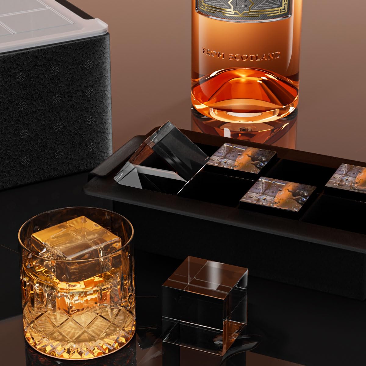 FDDBI large square ice cubes ready to elevate cocktails and presentations