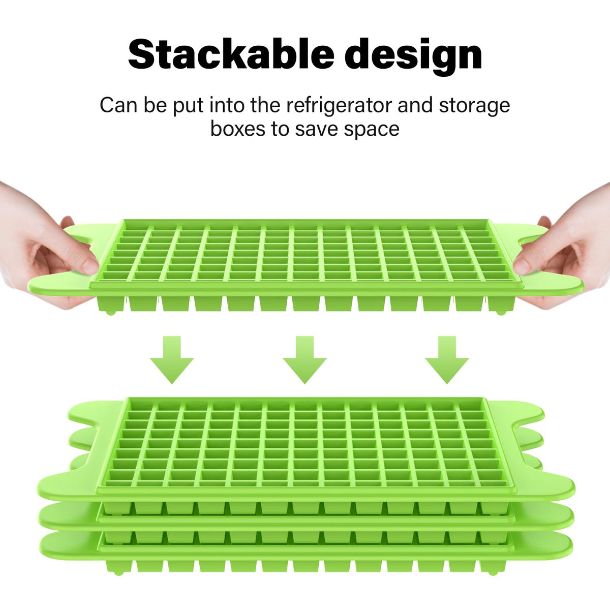 FDDBI nugget ice tray close-up shows 0.4-inch cubes ready to release