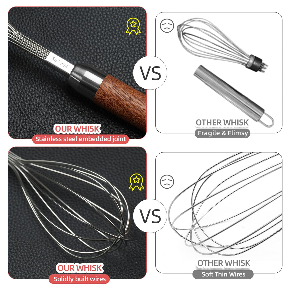 FDEYIQ wooden handle provides ergonomic grip during mixing.