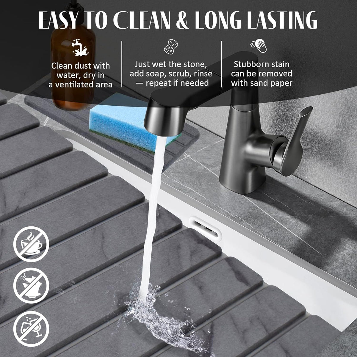 FDJTPOIU gray minimalist kitchen mat blends with countertops