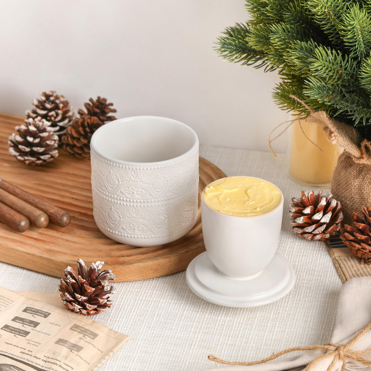 FE FUN ELEMENTS butter crock gift-ready presentation for thoughtful hosting.