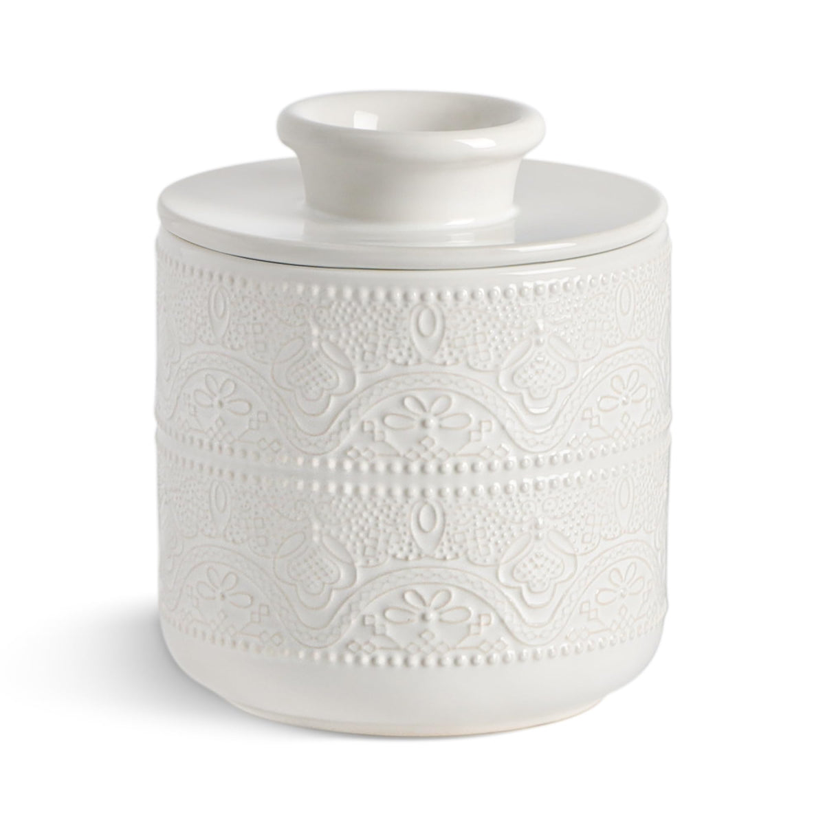 FE FUN ELEMENTS butter crock lid shows elegant style with a secure cover for freshness.