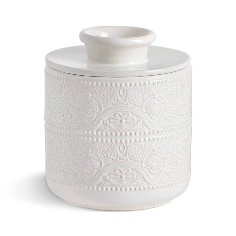 FE FUN ELEMENTS butter crock lid shows elegant style with a secure cover for freshness.
