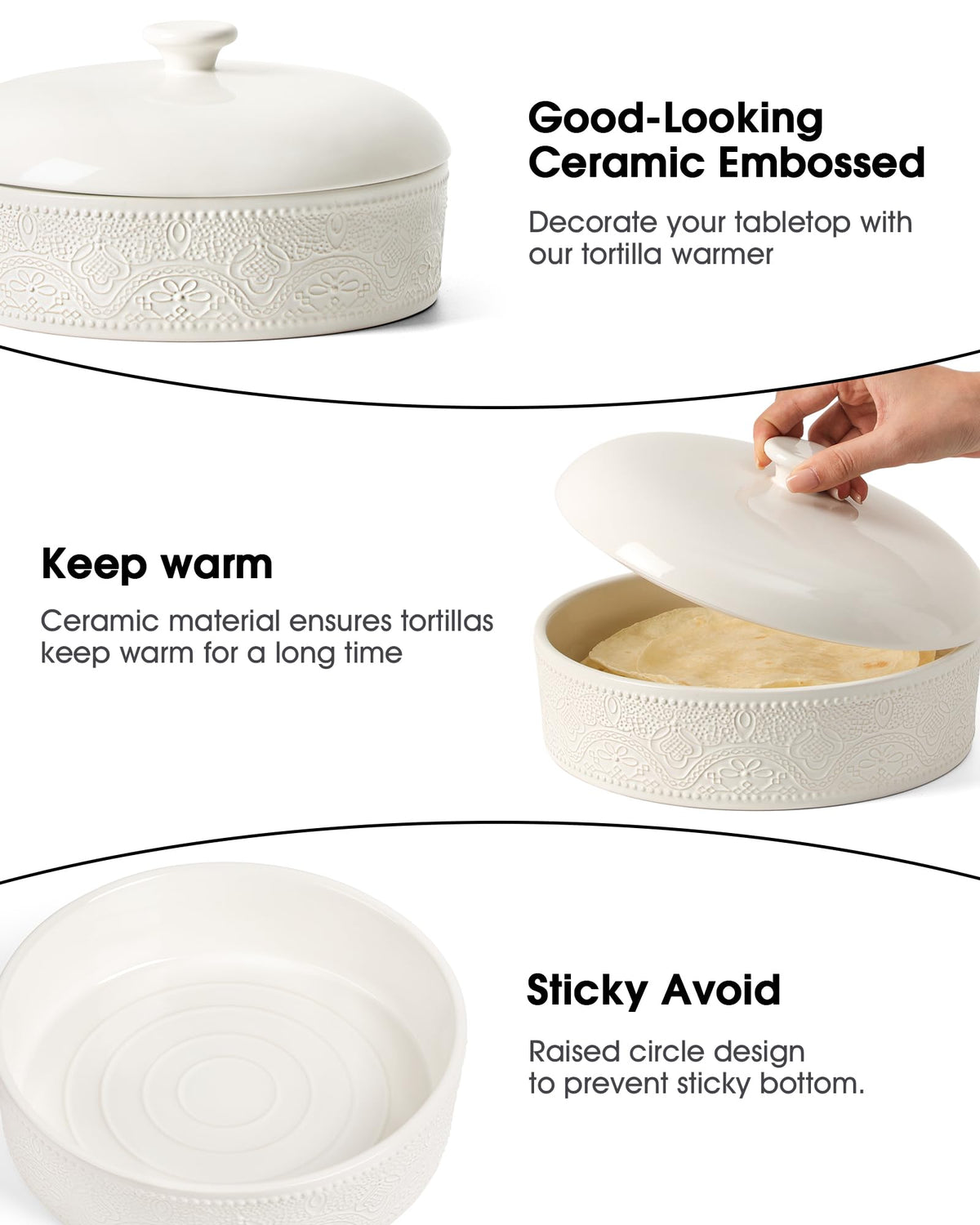 FE Fun Elements ceramic warmer doubles as bread or pancake warmer for versatile entertaining