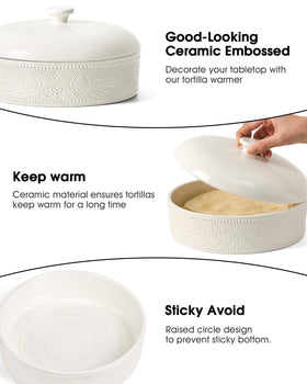 FE Fun Elements ceramic warmer doubles as bread or pancake warmer for versatile entertaining