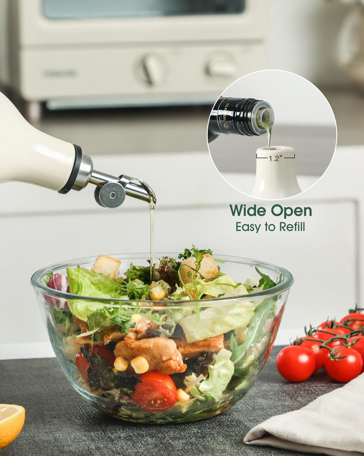 FE FUN ELEMENTS stainless spout provides precise, drip-free pours