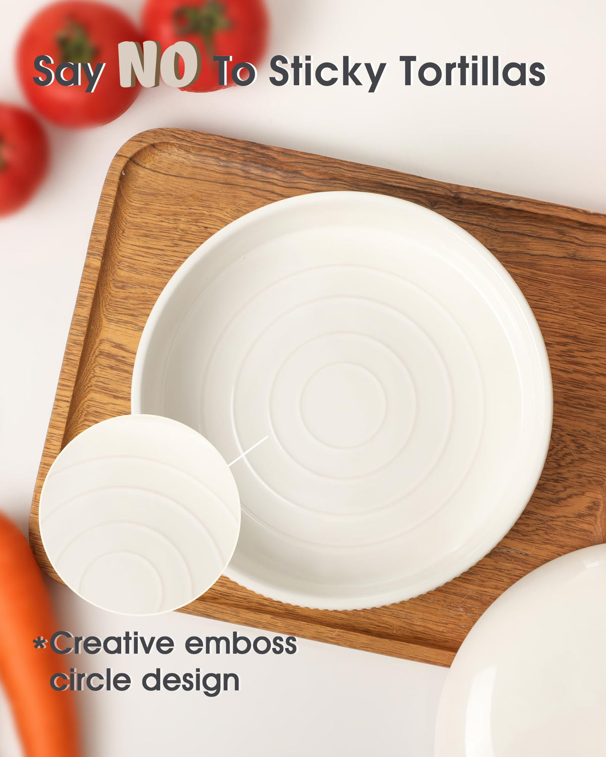 FE Fun Elements porcelain tortilla holder fits 6 to 8 inch tortillas snugly