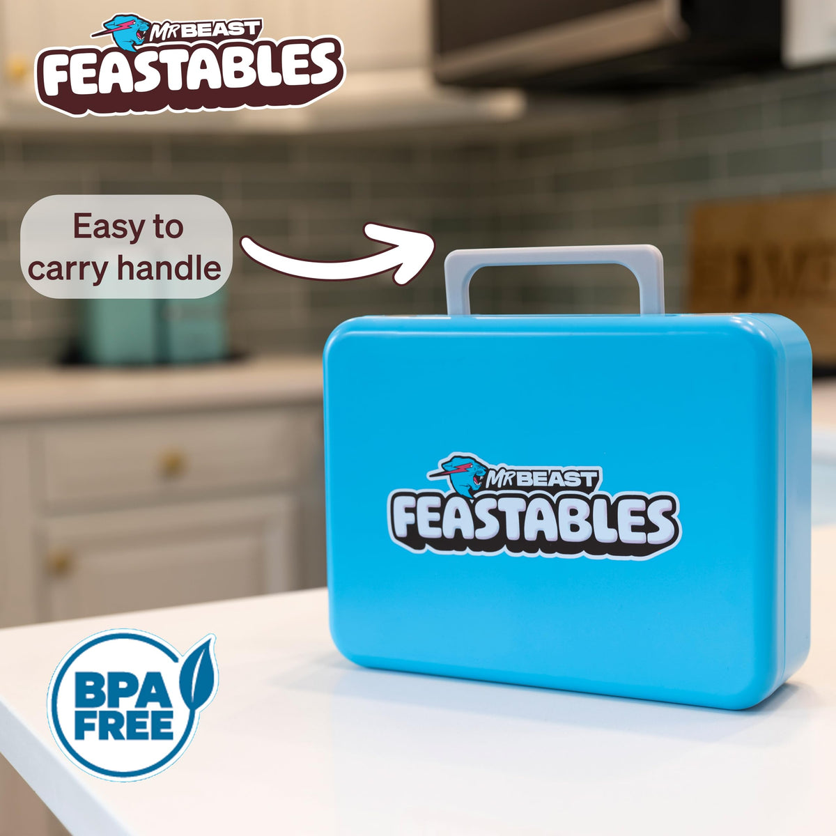 Feastables adjustable compartments lunchbox showing compact dimensions for easy portability