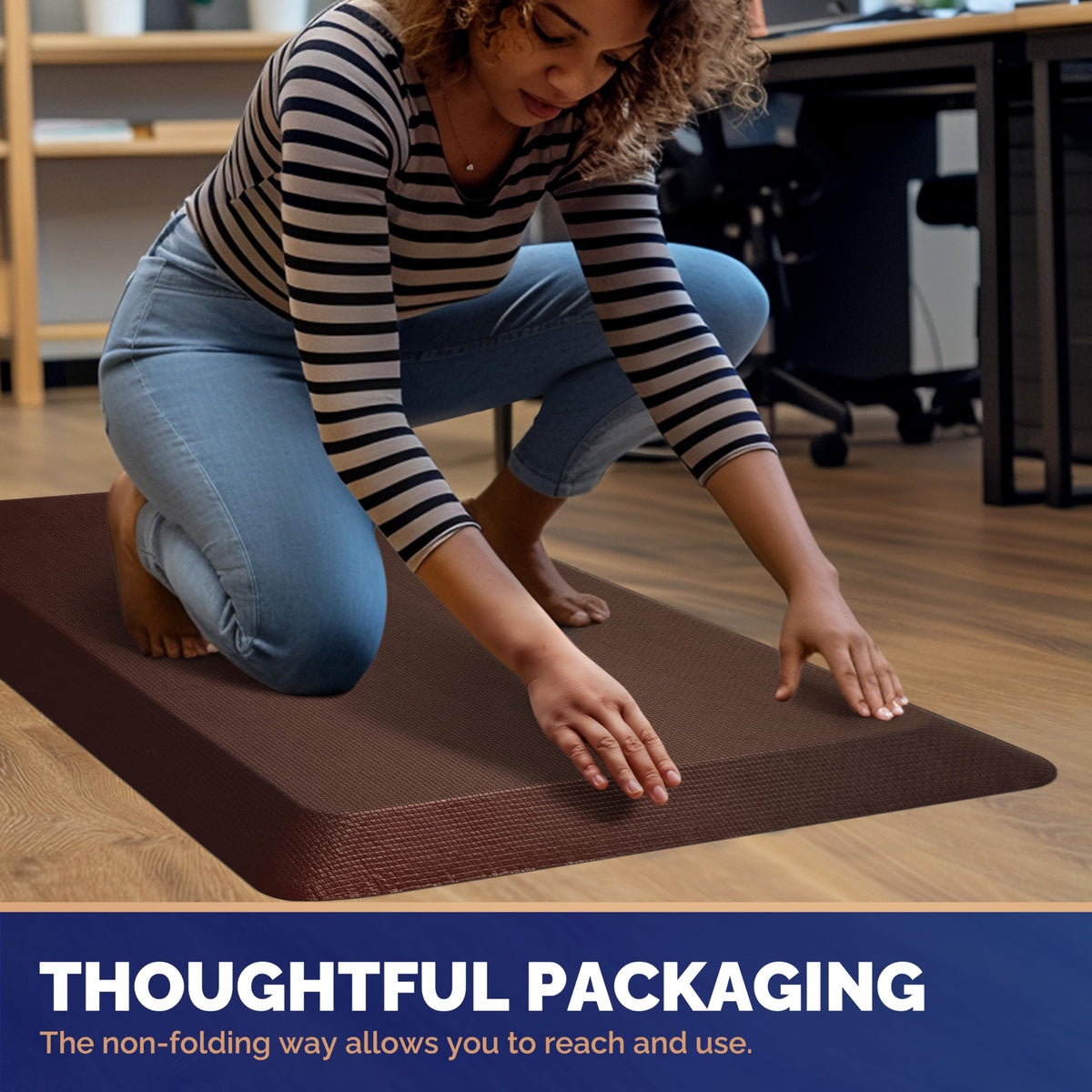 FEATOL memory foam close-up cushions feet during long work sessions.