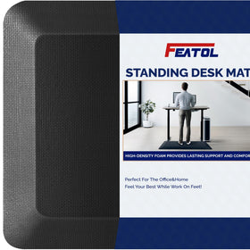 FEATOL anti-fatigue mat top view for standing desks boosts long-session comfort