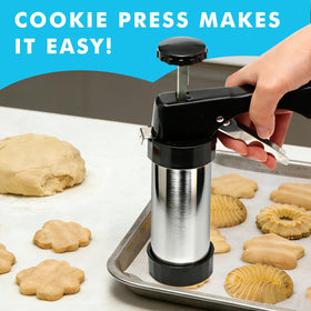 FEAYEA cookie press gun kit with 13 discs for varied cookie shapes.