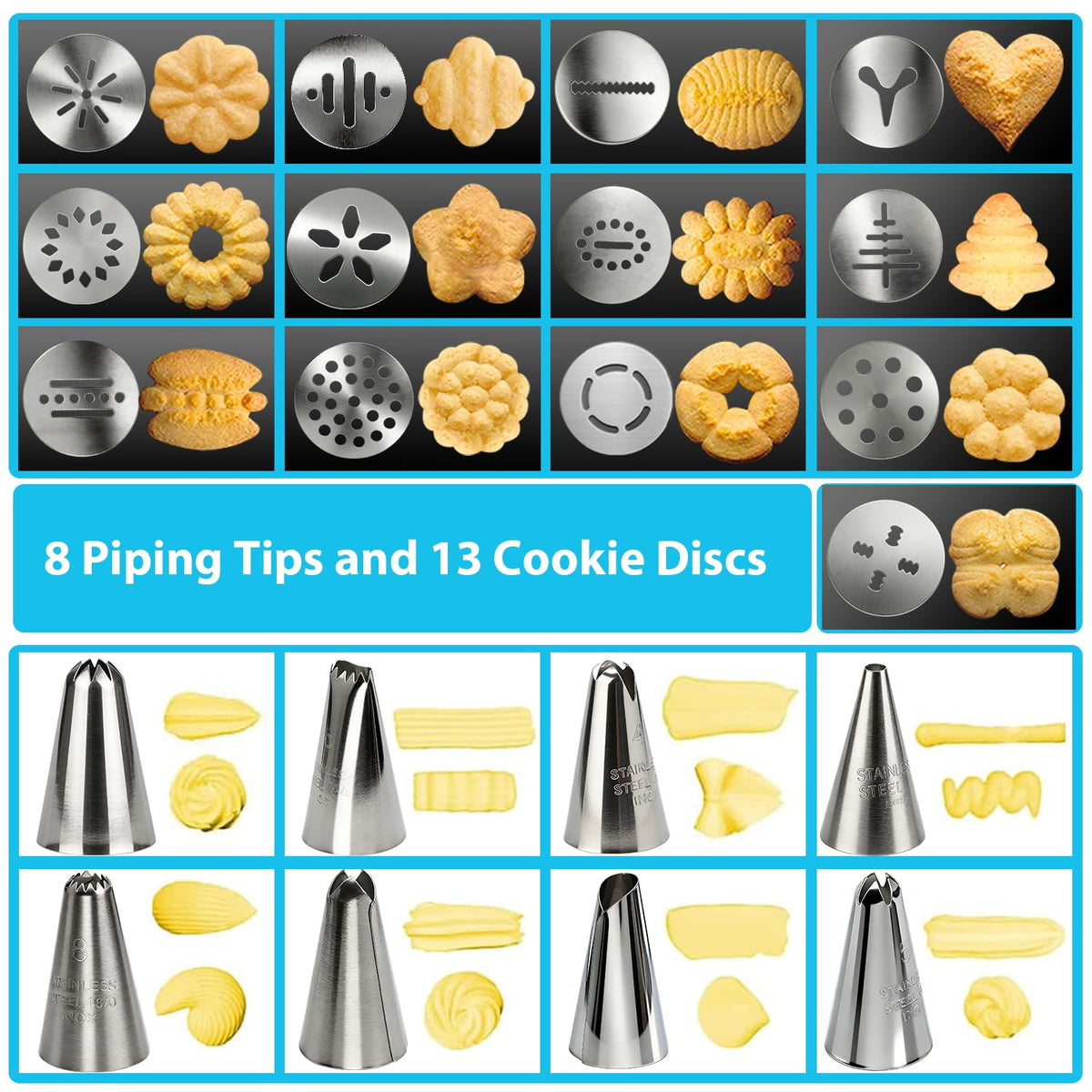 FEAYEA 8 piping tips for frosting detail and decorative icing.