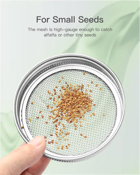 Febflo vented lid drains quickly while keeping seeds contained.