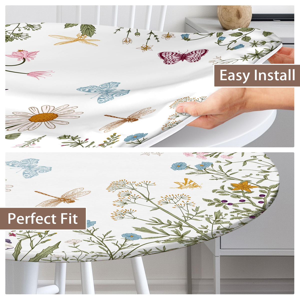 Fecvdlis 44-48 inch round fit with elastic edge ensures tidy coverage.