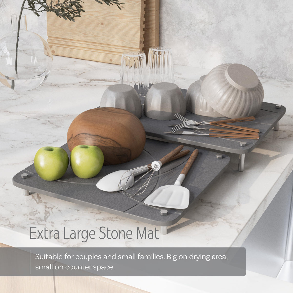 FEDBB two-dish drying mats with bamboo rack support faster drying.