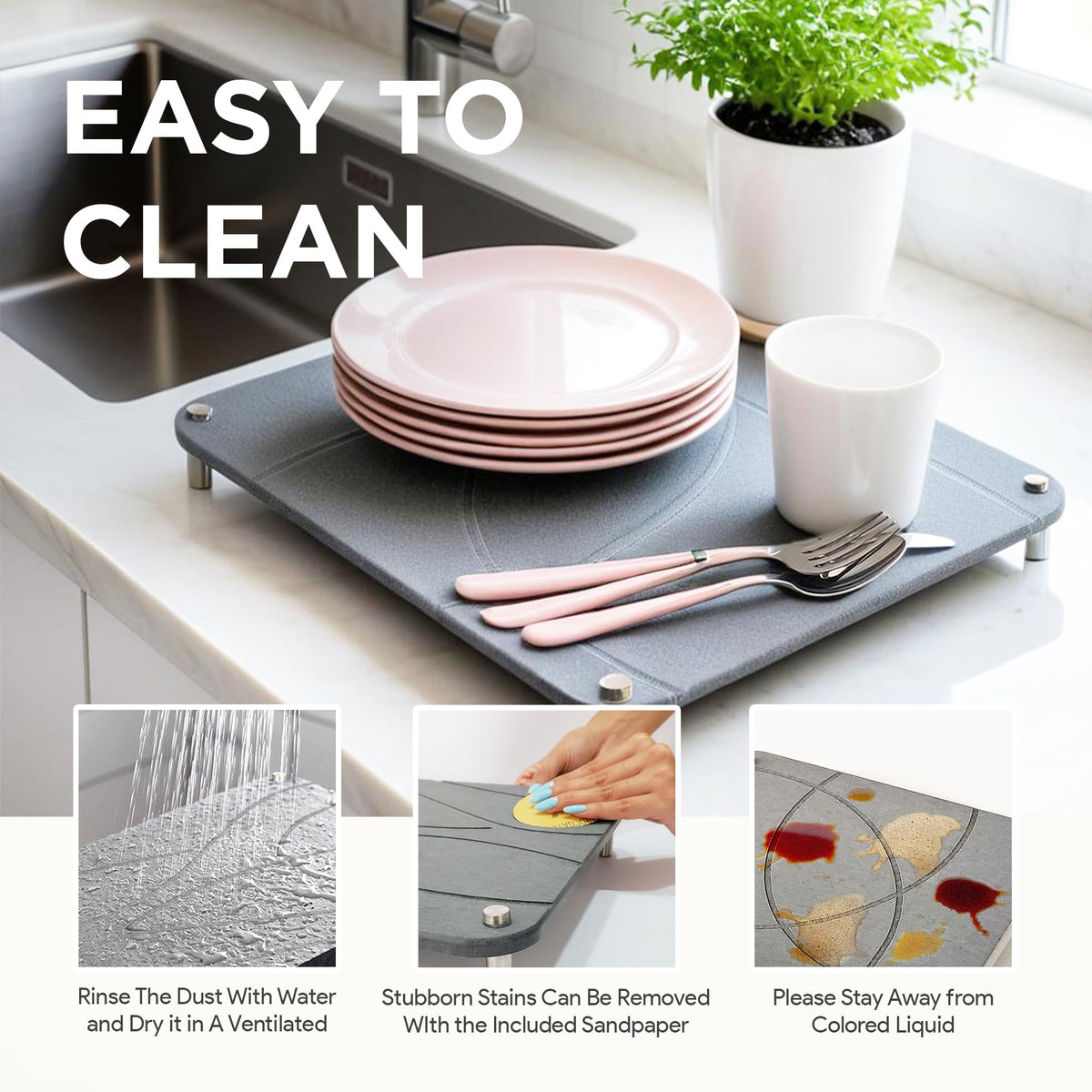 FEDBB easy-care mats resist odors and wipe clean.