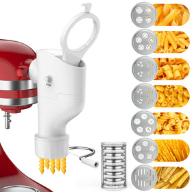 Fedowal pasta press body mounted on a KitchenAid hub for fresh pasta.