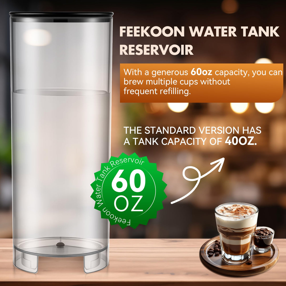 Feekoon water tank with black lid and white bottle for a neat look.