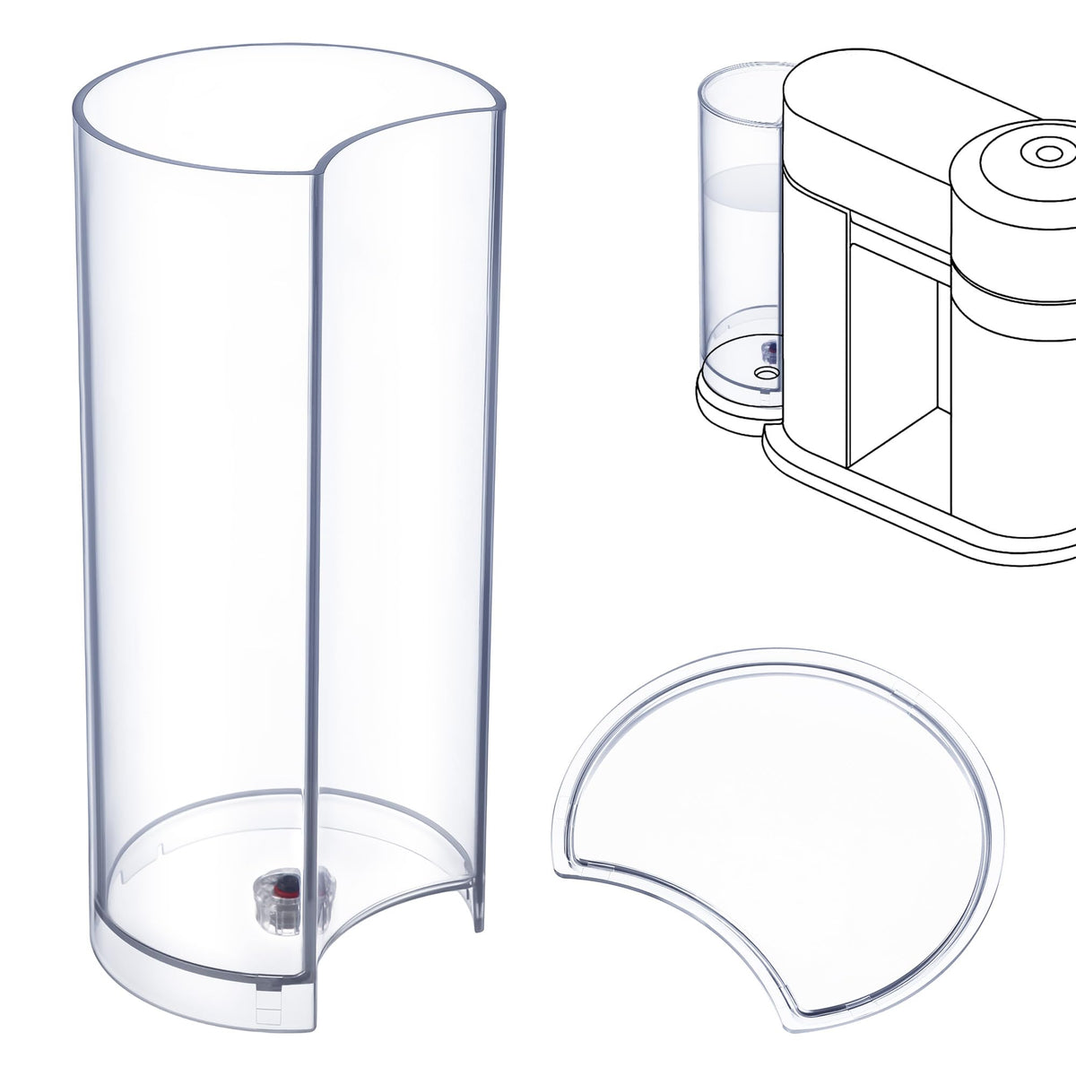 Feekoon water tank reservoir for Nespresso Vertuo Next with clear visibility of water level