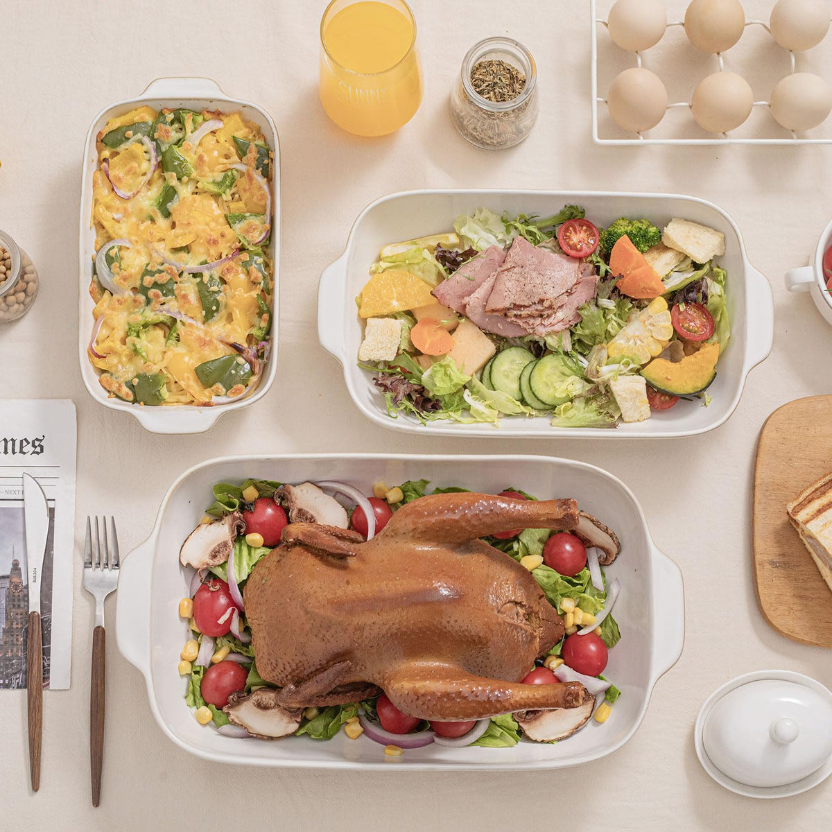 Feenmai Arctic White gift-ready bakeware set for cooks and entertaining.