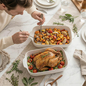 Feenmai medium 10.8-inch Arctic White baking dish ideal for sides and casseroles.