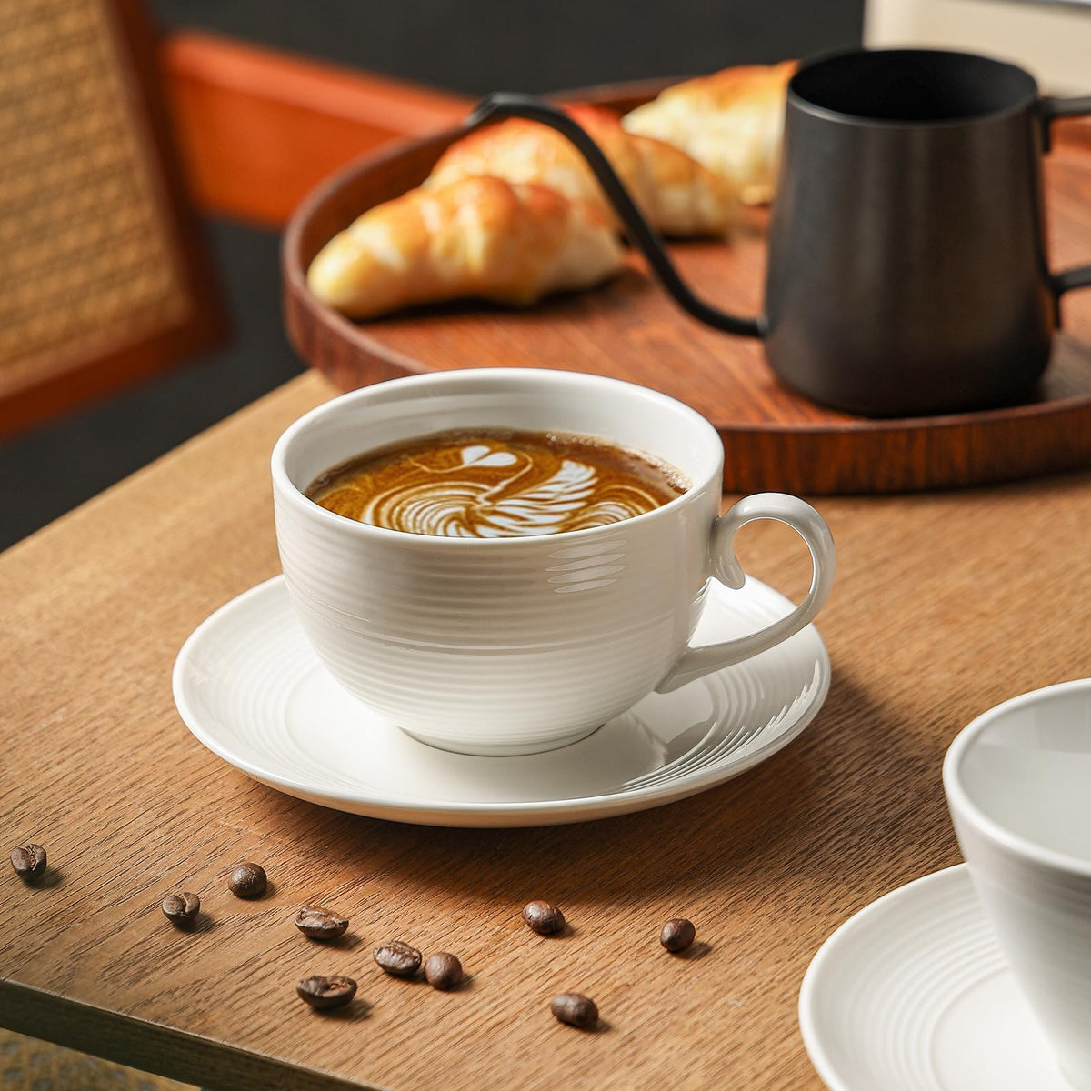 Feenmai demitasse cups with saucers for sleek, simple presentation