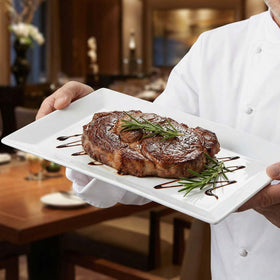 Feenmai elegant white platters complementing traditional and modern tables