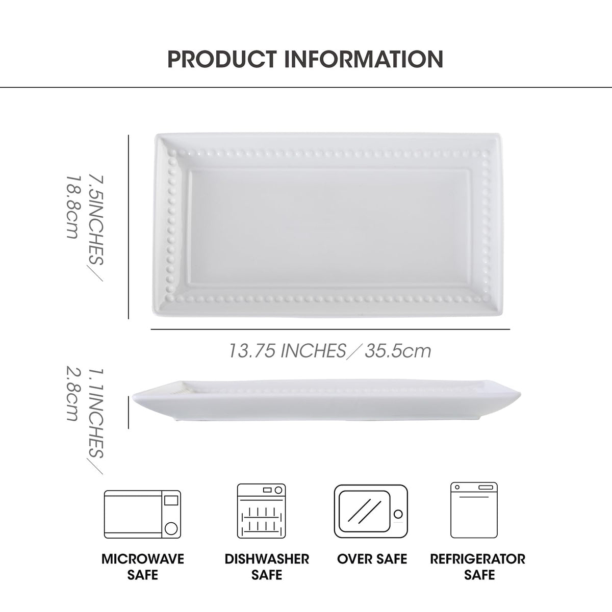 Feenmai white porcelain platters are dishwasher safe and easy to clean.
