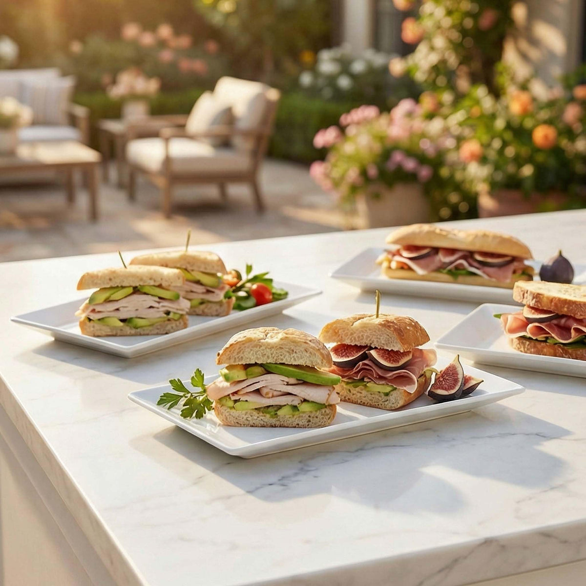 Feenmai large party plates stacked neatly for storage