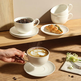 Feenmai porcelain espresso cups set of four with matching saucers