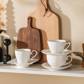 Feenmai white latte cups with saucers elevate table appeal