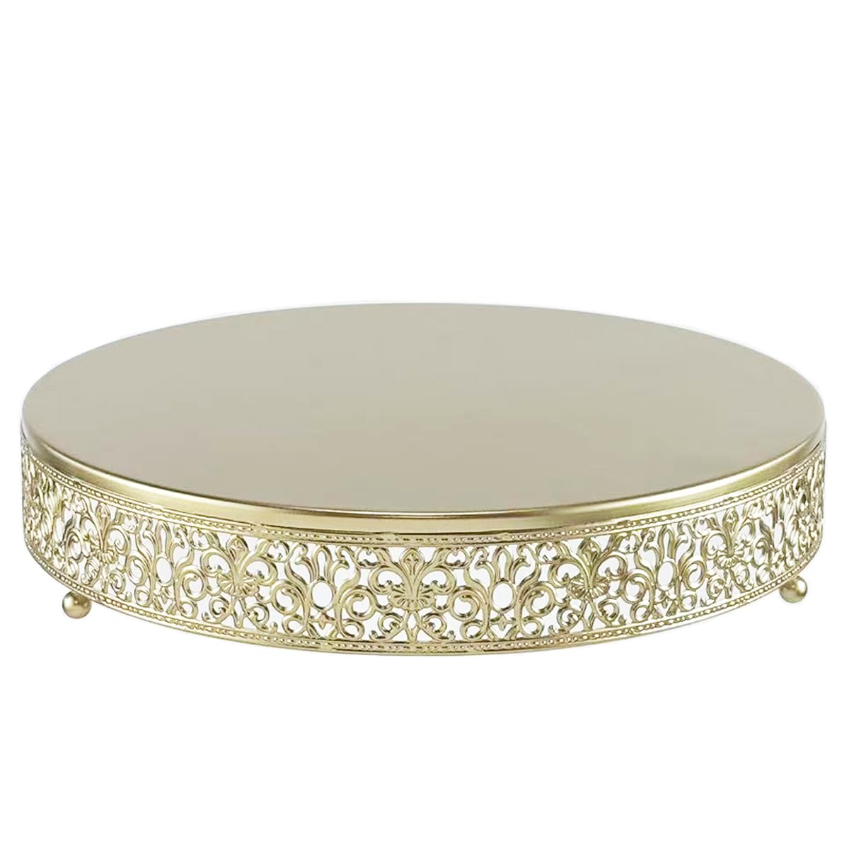 FEICTPOX 14-inch gold cake stand top view highlighting sturdy metal construction for elegant display