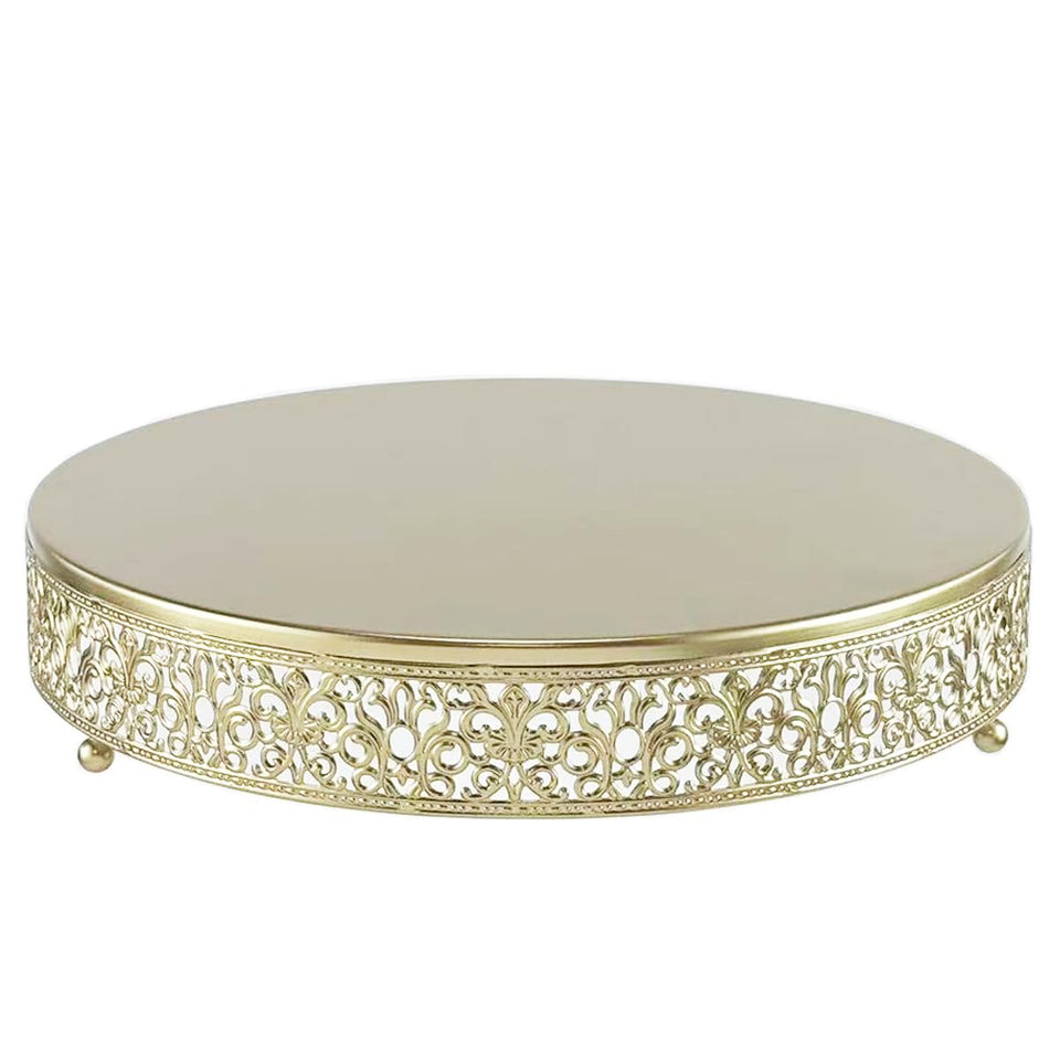 FEICTPOX 14-inch gold cake stand top view highlighting sturdy metal construction for elegant display