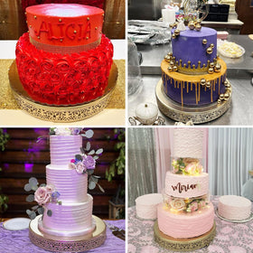 FEICTPOX wedding dessert display elevates celebration visuals with gold finish.