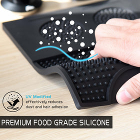 FEILAIR noise-dampening mat reduces clatter during tamping sessions.