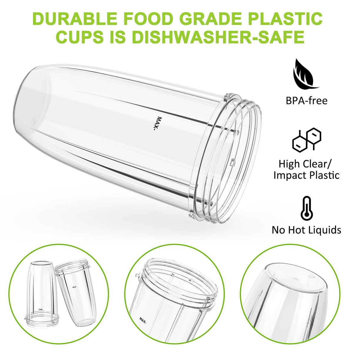 Feilifan dishwasher-safe 32 oz cups for quick cleanup