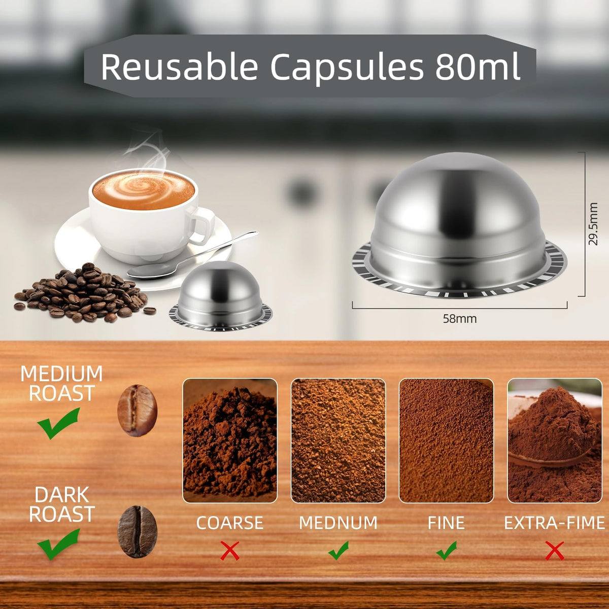 Feilifan capsule shown beside dishwasher on counter for easy cleaning.