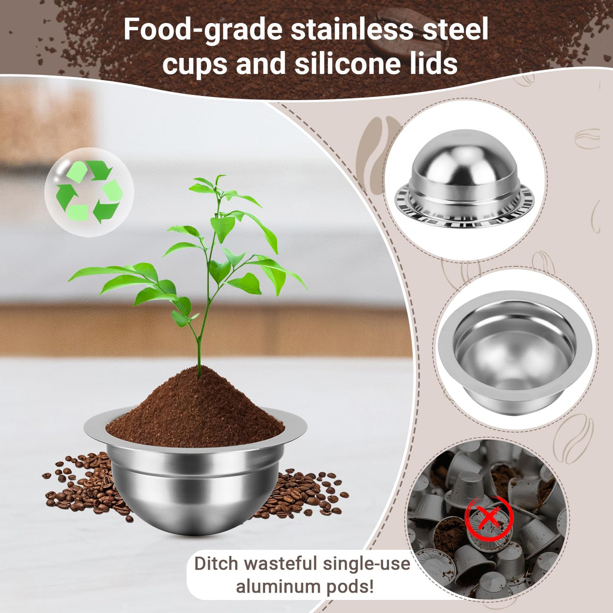 Feilifan capsule accepts any ground coffee for customizable flavors.
