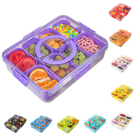 FEIOOD ribbed Snackle Box with 8 compartments for organized on-the-go snacks.